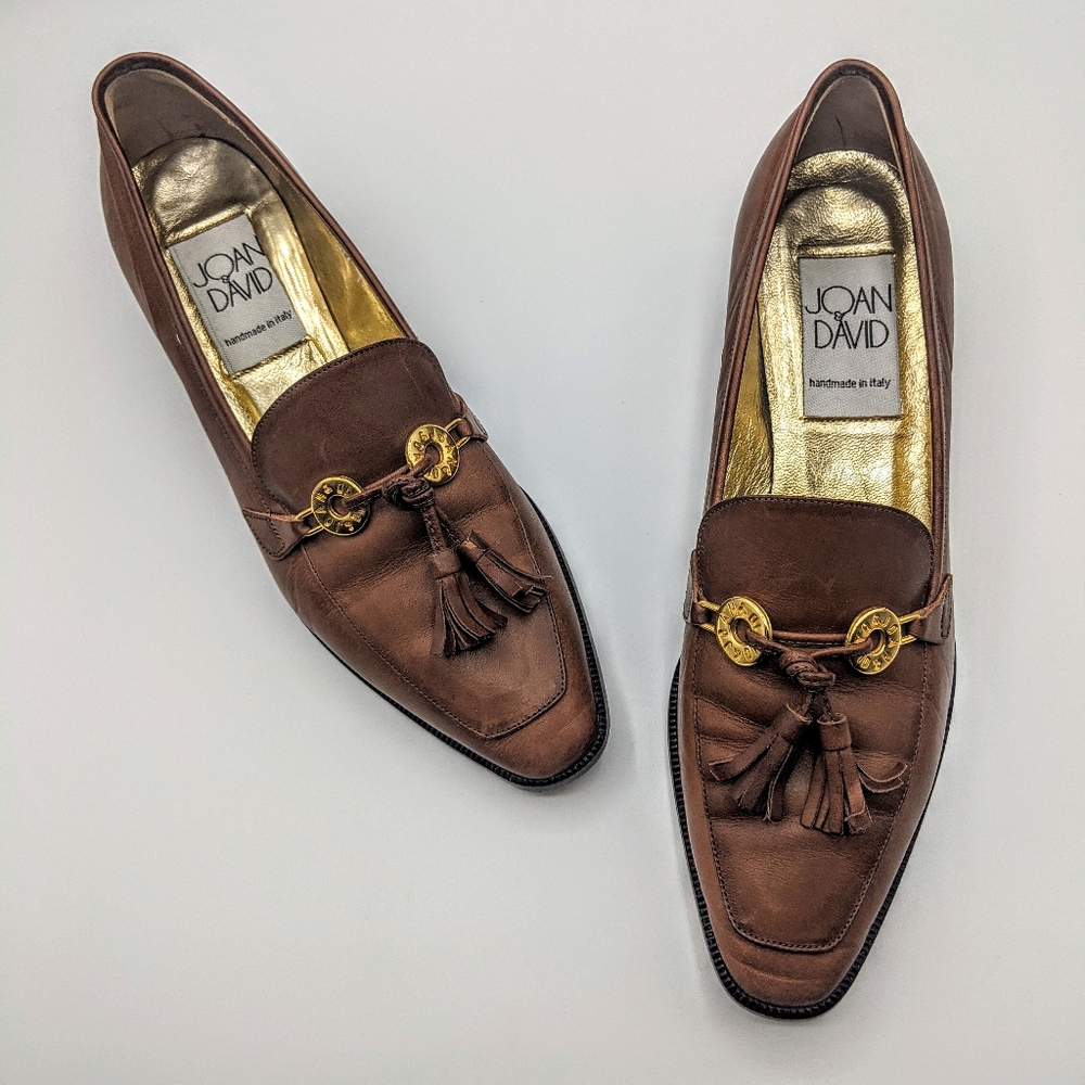 Vintage Joan & David Leather Loafer Heel Tassels